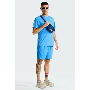 Tricou regular fit cu detaliu logo pentru fitness 24/7 - Albastru glaciar imagine