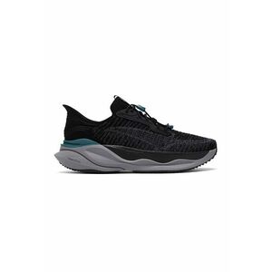 Pantofi sport din material textil cu sireturi elastice - Negru imagine