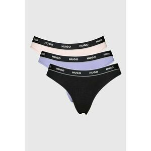 Set de chiloti tanga cu banda logo in talie - 3 perechi - Albastru/Roz/Negru imagine