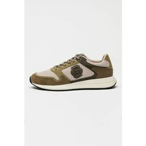 Pantofi sport Vinston wedge din piele intoarsa si material textil - Verde masliniu/Maro nisip imagine