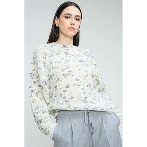Pulover din amestec de lana alpaca si maneci raglan Fiambella - Gri deschis/Alb murdar imagine