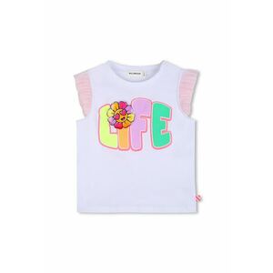 Top de bumbac cu volane - Alb/Galben/Roz pal imagine