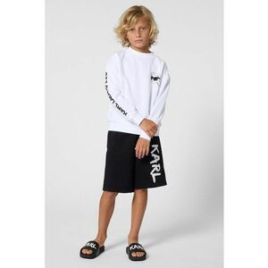 Bluza de trening cu decolteu rotund si logo - Negru stins/Alb optic imagine