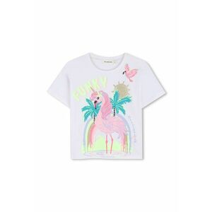 Tricou cu decolteu rotund si model grafic - Alb/Verde/Galben imagine
