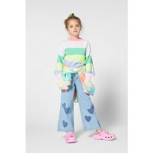 Blugi cu croiala ampla si model cu inimi - Albastru deschis imagine