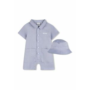 Set de salopeta scurta si palarie bucket - Albastru lavanda imagine