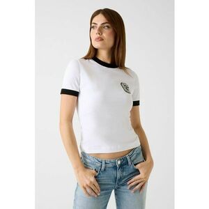 Tricou crop cu logo - Alb/Negru imagine