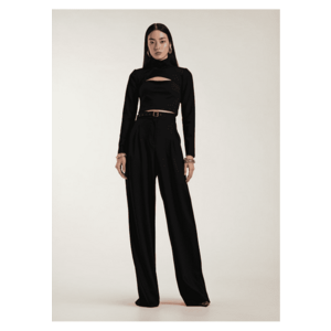 Set de bluza - top si pantaloni - 3 piese - Negru imagine