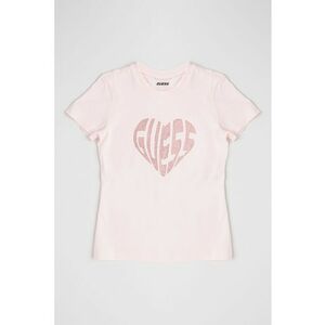 Tricou din amestec de bumbac cu logo din strasuri - Roz pal imagine