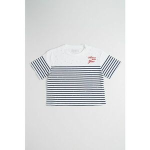 Tricou din bumbac cu imprimeu si logo brodat - Rosu/Alb/Bleumarin imagine