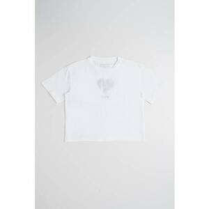 Tricou cu strasuri pe piept - Alb/Argintiu imagine
