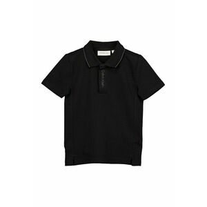 Tricou polo din amestec de bumbac cu logo - Negru imagine