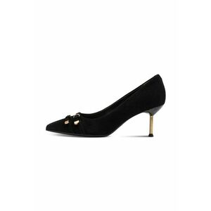 Pantofi de piele intoarsa cu varf ascutit - Negru imagine