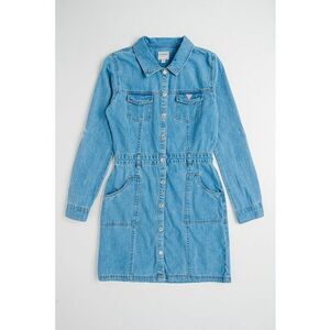 Rochie din denim cu maneci lungi - Albastru lavanda imagine