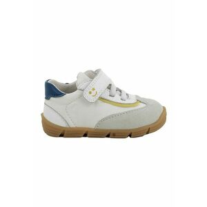 Pantofi sport cu inchidere velcro si garnituri din piele intoarsa - Alb murdar/Bleumarin/Galben mustar imagine