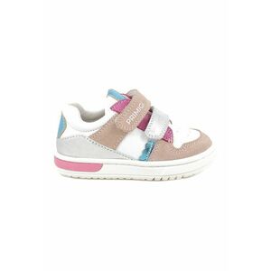 Pantofi sport cu garnituri din piele si segment dublu cu inchidere velcro - Alb/Roz/Albastru deschis imagine