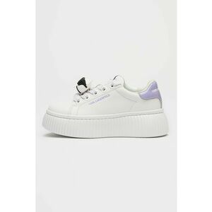 Pantofi sport flatform din piele cu detalii monograma - Alb/Lila imagine