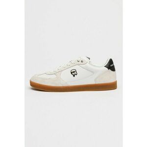 Pantofi sport din piele si piele intoarsa cu aplicatie logo - Alb imagine