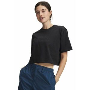 Tricou crop Script Heart - Negru imagine
