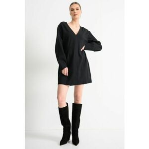 Rochie cu maneci lungi si decolteu in V - Negru imagine