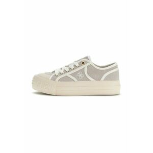 Pantofi sport low-cut din panza cu logo - Alb fildes/Maro taupe deschis imagine