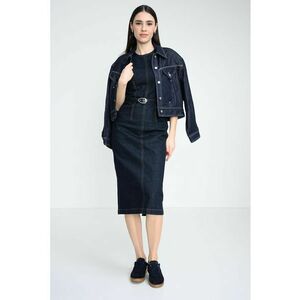 Rochie midi din denim - fara maneci - Albastru ultramarin imagine