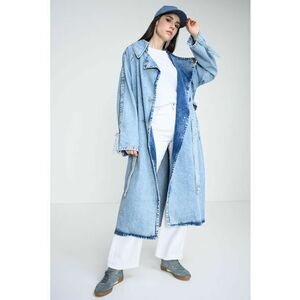 Trenci din amestec de denim si lyocell - Albastru melange imagine