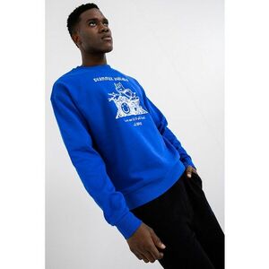 Bluza de trening cu imprimeu logo si maneci cazute - Alb/Albastru royal imagine