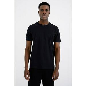 Tricou uni de bumbac cu decolteu la baza gatului - Gri antracit imagine