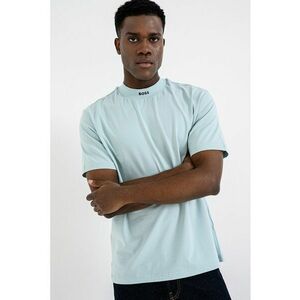 Tricou uni cu decolteu la baza gatului - Albastru aquamarin imagine