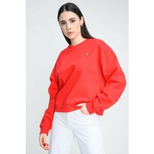 Bluza de trening cu croiala lejera si maneci cazute - Rosu vermillion imagine