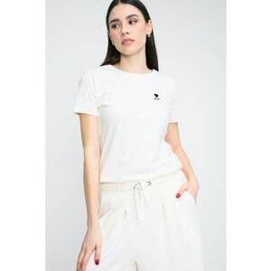 Tricou cu logo brodat discret - Alb fildes imagine