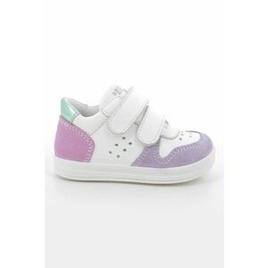 Pantofi sport din piele intoarsa si piele cu inchidere velcro - Alb/Violet/Verde pal/Roz imagine