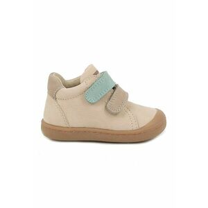 Pantofi sport din piele cu model uni si inchidere velcro - Bej/Verde pal imagine