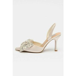 Pantofi din satin cu aplicatii din strasuri Lovie - Alb fildes imagine
