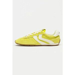 Pantofi sport din piele intoarsa Abbi - Alb optic/Verde lime imagine