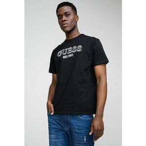 Tricou cu logo brodat in relief - Alb/Negru/Bej imagine