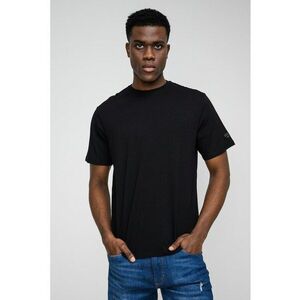Tricou din amestec de modal cu decolteu la baza gatului - Negru imagine