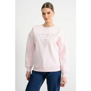 Bluza de trening cu maneci cazute si logo din strasuri - Roz pastel/Argintiu imagine