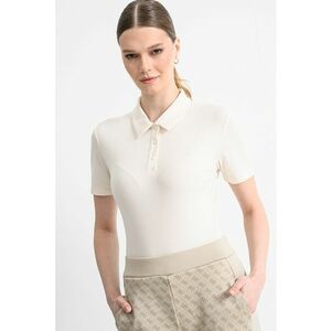 Body polo cu model uni - Alb fildes imagine