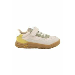 Pantofi sport din piele si piele intoarsa cu model colorblock - Alb/Bej/Galben mustar imagine