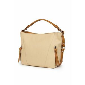 Geantă din piele naturală Samira crem/coniac - dimensiuni 27x38x10cm - cu două compartimente - purtare pe umăr sau în mână - 27x38cm imagine