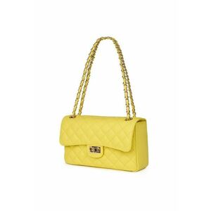 Posetă din piele matlasată Angela - galben pai - 16x27x9cm - sistem de prindere cu bretea de umăr imagine