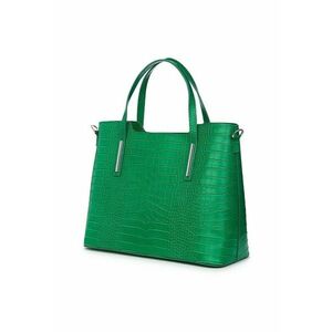 Geantă din piele amprentată Carolina - verde - 27x37x15cm - două compartimente - bretea de umăr detașabilă imagine