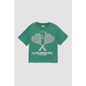 Tricou din bumbac cu imprimeu - Verde/Roz imagine