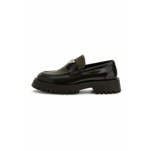 Pantofi loafer din piele cu garnituri din material sintetic - Negru/Maro imagine