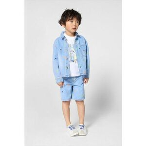 Jacheta-camasa de denim cu broderie - Albastru imagine