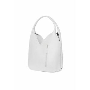 Geantă de damă Lorena - piele naturală - alb - 32x32x16cm - cu două compartimente imagine