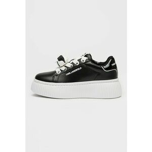 Pantofi sport flatform din piele cu detalii monograma - Negru imagine