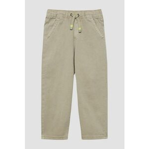 Pantaloni din amestec de bumbac cu model uni - Kaki imagine